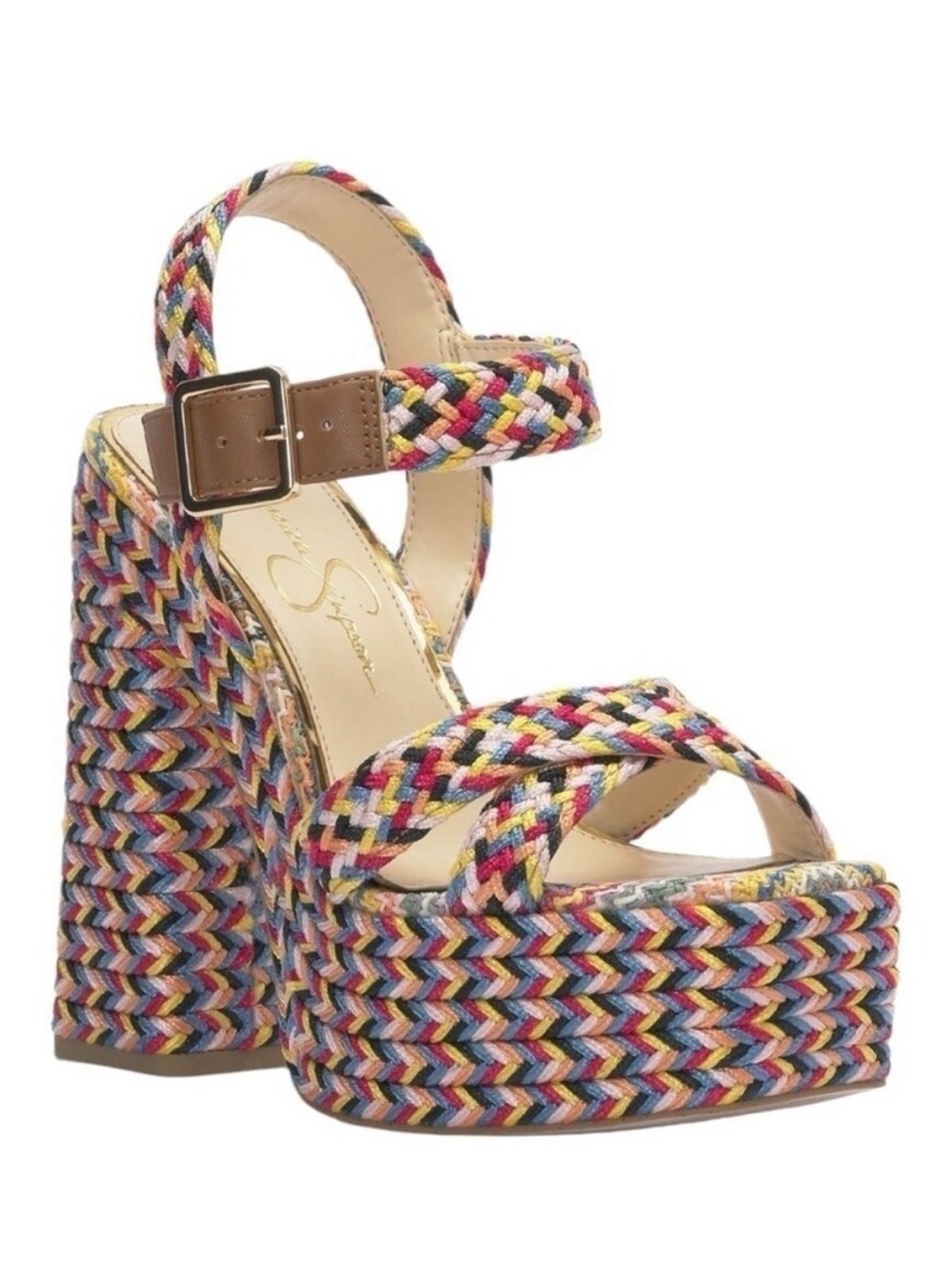 Jessica Simpson Multicolor Braided Platform Heel